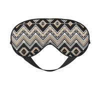 Máscara de ojos suave con estampado en zigzag, color negro, blanco, marrón, funda reversible para viajes, correa ajustable opaca para dormir