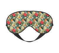 Máscara de ojos suave con estampado hawaiano de verano, funda reversible para viajes, correa ajustable, opaca, sueño