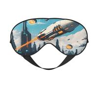 Máscara de ojos suave con ilustración de ciencia ficción para dormir, ideal para mujeres y hombres y viajes, cómoda y ajustable, perfecta para uso en interiores y exteriores