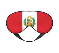 Máscara de ojos suave con la bandera de Perú, estampado completo, 96% poliéster, 4% elastano