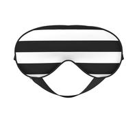 Máscara de ojos suave de doble cara con estampado de rayas blancas y negras, diseño reversible, ajustable para un ajuste cómodo, bloquea la luz