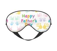 Máscara de ojos suave de doble cara con impresión de mano y feliz día del padre, diseño reversible, ajustable para un ajuste cómodo, bloquea la luz