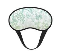 Máscara de ojos suave lavable y cómoda con estampado de algas marinas verdes y azules para dormir, viajes, hogar, hotel, avión, camping
