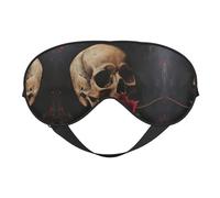 Máscara de ojos suave para dormir con calavera y rosa roja, parche transpirable femenino, perfecto para viajes y relajación