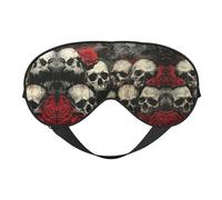 Máscara de ojos suave para dormir con calavera y rosa roja, parche transpirable femenino, perfecto para viajes y relajación
