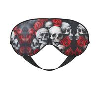 Máscara de ojos suave para dormir con calavera y rosa roja, parche transpirable femenino, perfecto para viajes y relajación