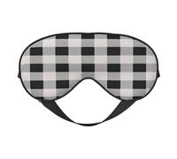 Máscara de ojos suave para dormir de doble cara con estampado a cuadros monocromáticos, versátil y versátil para yoga, camping, máscara suave para dormir