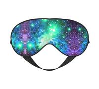 Máscara de ojos suave para dormir de doble cara con estampado de galaxias verdes, azules y moradas