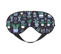 Máscara de ojos suave para dormir de doble cara con estampado de plantas suculentas y cactus, versátil para dormir, para yoga, camping, máscara suave para dormir