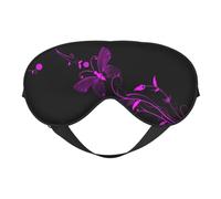Máscara de ojos suave y ajustable con diseño de mariposa morada y negra, cómoda, reversible, para dormir