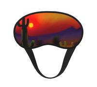 Máscara de ojos suave y lavable con estampado de cactus de puesta de sol en el desierto para adultos, para bloquear la luz, siesta, cara, dormir, viajes, cubierta