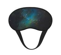Máscara de ojos suave y lavable con estampado verde galaxia para dormir, viajes, hogar, hotel, avión, camping