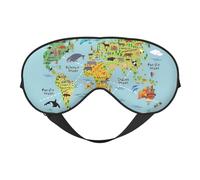 Máscara de ojos suave y transpirable con diseño de mapa del mundo, bloqueo de luz, correa ajustable, máscara de dormir para viajes, trabajo nocturno, oficina