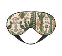 Máscara de ojos suave y transpirable con estampado de cactus verde, bloqueo de luz, correa ajustable, máscara de dormir para viajes, trabajo nocturno, oficina