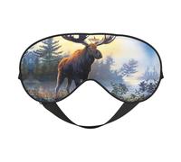 Máscara de ojos suave y transpirable con estampado de ciervos y alce, bloqueo de luz, correa ajustable, máscara de dormir para viajes, trabajo nocturno, oficina
