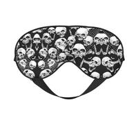 Máscara de ojos suave y transpirable con estampado de cráneo, bloqueo de luz, correa ajustable, máscara de dormir para viajes, trabajo nocturno, oficina