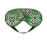 Máscara de ojos suave y transpirable con estampado de hojas verdes de palmera tropical, bloqueo de luz, correa ajustable, máscara de dormir para viajes, trabajo nocturno, oficina