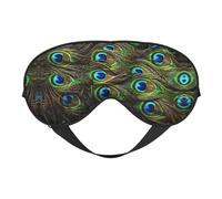 Máscara de ojos suave y transpirable con estampado de plumas de pavo real, bloqueo de luz, correa ajustable, máscara de dormir para viajes, trabajo nocturno, oficina