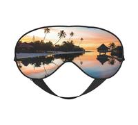 Máscara de ojos suave y transpirable con estampado de puesta de sol tropical, bloqueo de luz, correa ajustable, máscara de dormir para viajes, trabajo nocturno, oficina