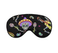 Máscara de ojos súper suave y suave, cubierta de ojos 3D para niños y niñas, Dead of The Dead Mexican Sugar Skull Skeleton Art Sleep Mask para dormir por la noche, trabajo por turnos, lavable a máqu