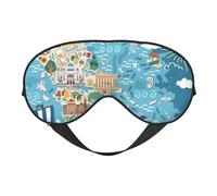Máscara de ojos transpirable con diseño de mapa de Grecia, cubierta completa, elegante, ajustable, para siesta, noche, ambiente reparador
