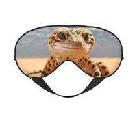 Máscara de ojos transpirable con estampado de geco de leopardo y arena, para exteriores, interiores, viajes, camping, meditación, yoga, turno de trabajo
