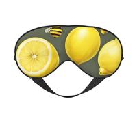Máscara de ojos transpirable con estampado de limón amarillo y abeja, para viajes, camping, meditación, yoga