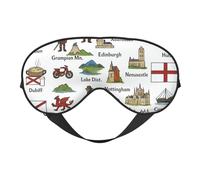 Máscara de ojos transpirable con estampado de símbolos culturales del Reino Unido, ideal para viajes al aire libre, camping, meditación, yoga