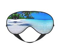 Máscara de ojos tropical de arena blanca y océano para máxima comodidad para dormir, ajustable, transpirable y elegante, perfecta para sensibilidad a la luz, insomnio