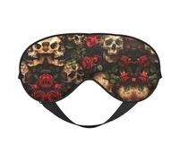 Máscara de ojos ultra suave con estampado de calavera y rosa roja, para una comodidad óptima y un sueño reparador