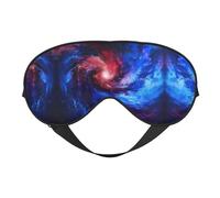 Máscara de ojos ultra suave con estampado de galaxia roja y azul, para una comodidad óptima y un sueño reparador