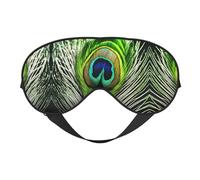 Máscara de ojos ultra suave con estampado de plumas de pavo real verde, para una comodidad óptima y un sueño reparador