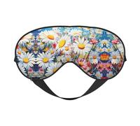 Máscara de ojos ultra suave para dormir con estampado floral de margaritas y flores, bloqueo de luz para dormir profundo, viajes, uso doméstico