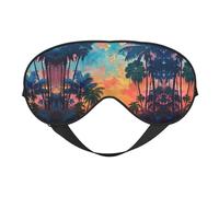 Máscara de ojos ultrasuave con estampado de atardecer tropical que bloquea la luz, para una comodidad óptima y un sueño reparador