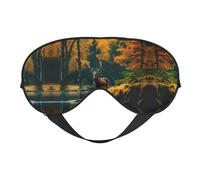 Máscara de ojos unisex con estampado de alce y oso de ciervo, suave, cómoda, antifaz que bloquea la luz