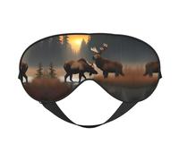Máscara de ojos unisex con estampado de alce y oso de ciervo, ultra suave, bloqueo de luz para un sueño óptimo