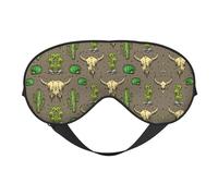 Máscara de ojos unisex con estampado de calavera de toro y cactus lindo ultra suave para una comodidad óptima para dormir