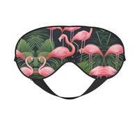 Máscara de ojos unisex con estampado de plantas suculentas y flamencos rojos, suave y cómoda, para viajes, yoga, trabajo por turnos