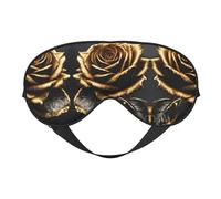 Máscara de ojos unisex ultra suave con estampado de flores negras y doradas para un sueño óptimo y cómodo