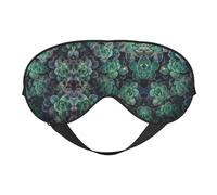 Máscara de ojos verde suculenta, máscara de ojos opaca, unisex, cubre ojos para dormir con correas ajustables, máscara de ojos de viaje