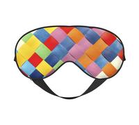 Máscara de ojos versátil con estampado a cuadros coloridos, cobertura completa, ayuda para dormir, ligera, transpirable, para viajes y acampadas
