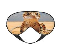 Máscara de ojos versátil con estampado de geco de leopardo de arena, cobertura completa, ayuda para dormir, ligera, transpirable, viajes, camping