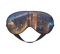 Máscara de ojos versátil con imagen de ciudad con impresión nocturna, cobertura completa, ayuda para dormir, ligera, transpirable, viajes, camping