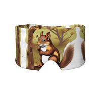 Máscara de ojos y orejeras ajustables para dormir con diseño de ardilla que come nueces, diadema unisex para dormir de lado (26.8 x 4.3 pulgadas), cubierta cómoda para viajes en interiores y