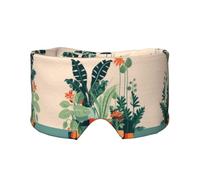 Máscara de ojos y orejeras ajustables para dormir con diseño de plantas verdes pequeñas, unisex, para dormir de lado (26.8 x 4.3 pulgadas), cubierta cómoda para viajes en interiores y exteriores, para
