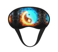 Máscara de ojos Yin Yang con estampado de fuego y hielo con borde negro, con buen efecto de sombreado, es una opción ideal para viajes, meditación, etc