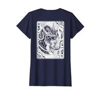 Máscara de Oni Japonesa de Demonio Bushido de Samurai Camiseta, Mujer, Azul Marino, XXL