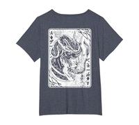 Máscara de Oni Japonesa de Demonio Bushido de Samurai Camiseta, Mujer Tallas Grandes, Azul Jaspeado, 6XL Grande