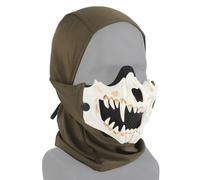 Máscara de paintball con colmillo de hueso blanco con malla de acero, pasamontañas altamente transpirable, máscara táctica ajustable portátil (blanco)