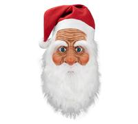 Máscara de Papá Noel para cosplay navideño, cómoda máscara de látex completa sobre la cabeza | Disfraz de barba tupida y sombrero rojo para de Halloween, eventos de Navidad para adultos